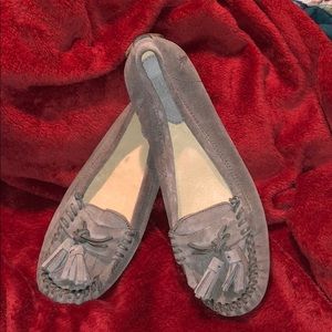 Frye Grey Suede Tassled Loafers